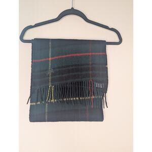 Burberry 100% Cashmere Scarf Nova Check Plaid Blue Green